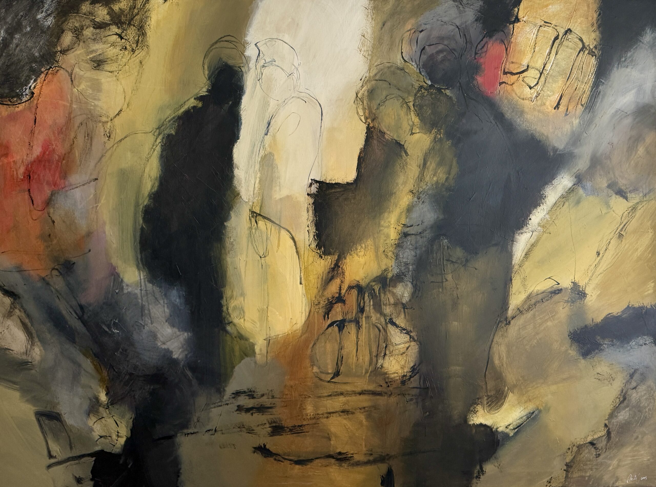 Towards the Light of Europe, abstract-figurative painting by Danish artist Anitta Jonas